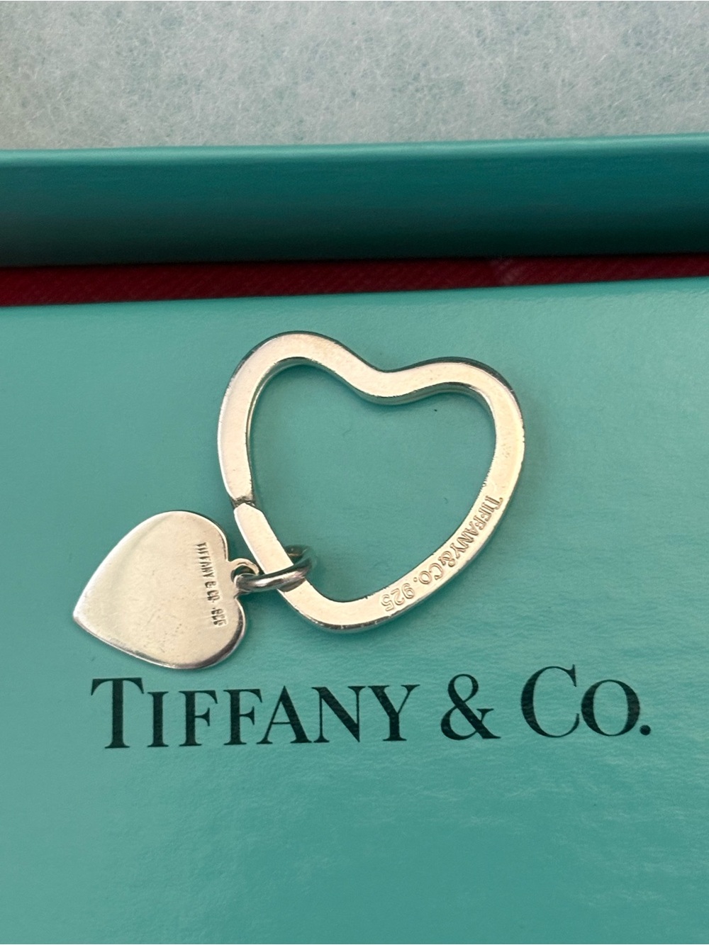 Auth Tiffany & Co Return to Tiffany Heart Tag Key Ring Keychain 925 Silver W/Box
